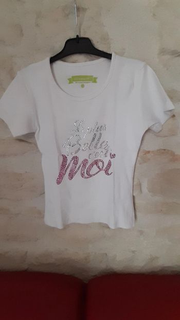 Tee-shirt 10 ans manches courte blanc strass