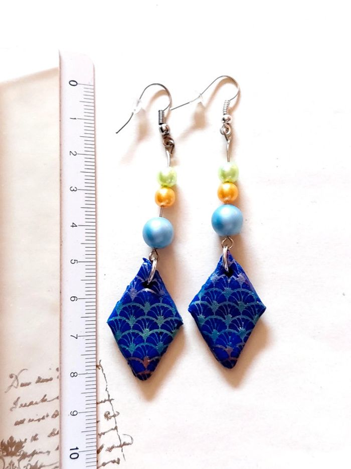 Magnifique paire de boucles d'oreilles pendantes en pâte polymere - photo numéro 6