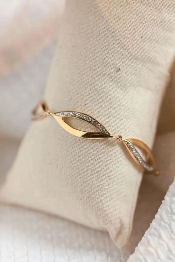 Bracelet losanges en plaqué or et zircons