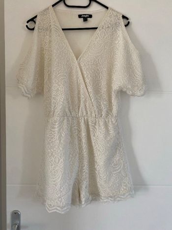 Combi short dentelle blanche