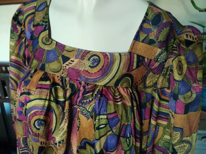 Robe dress ample multicolore abstrait vintage printemps automne demi saison - photo numéro 2