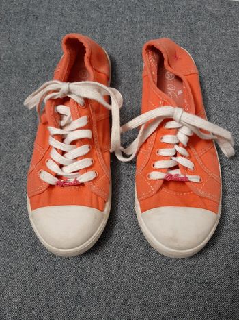 Baskets en toile orange corail T 37
