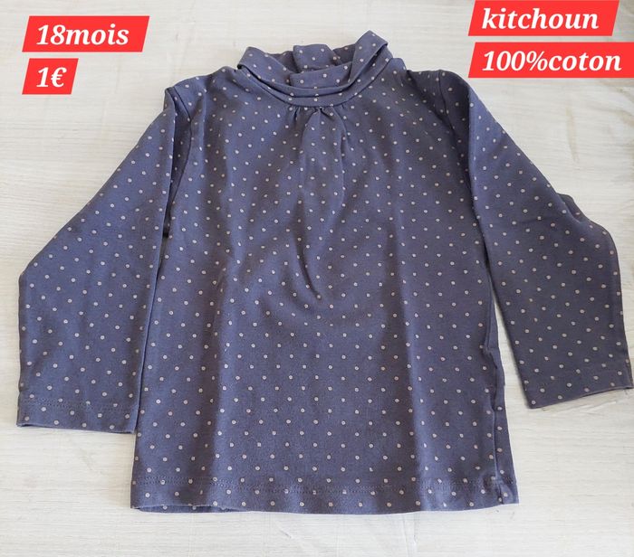 Sous pull à pois noir fille 18mois