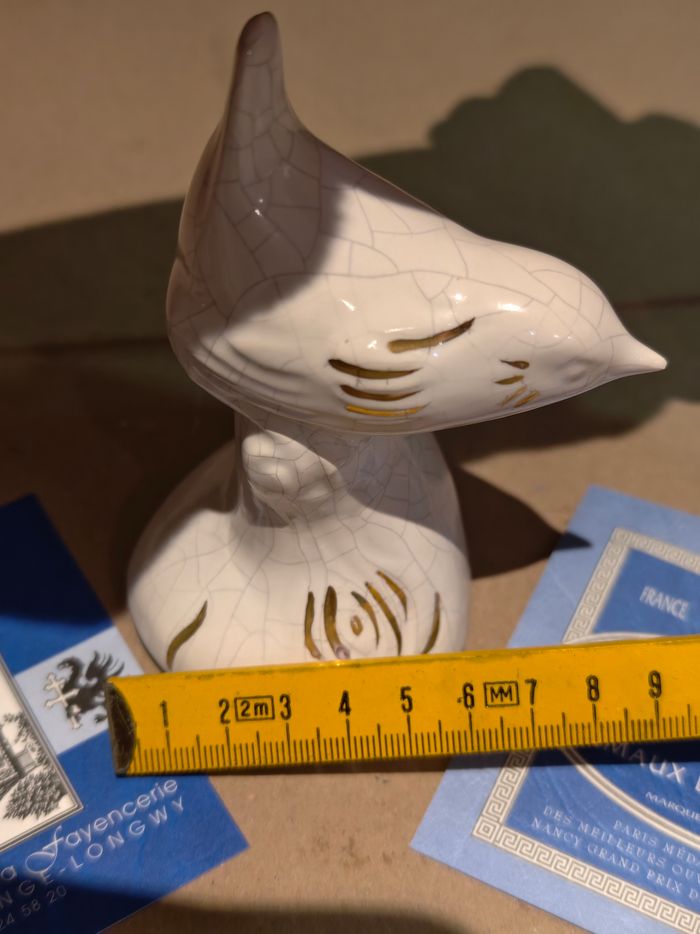 Oiseau blanc avec détails doré Saint Jean l'Aigle émaux de Longwy - photo numéro 4