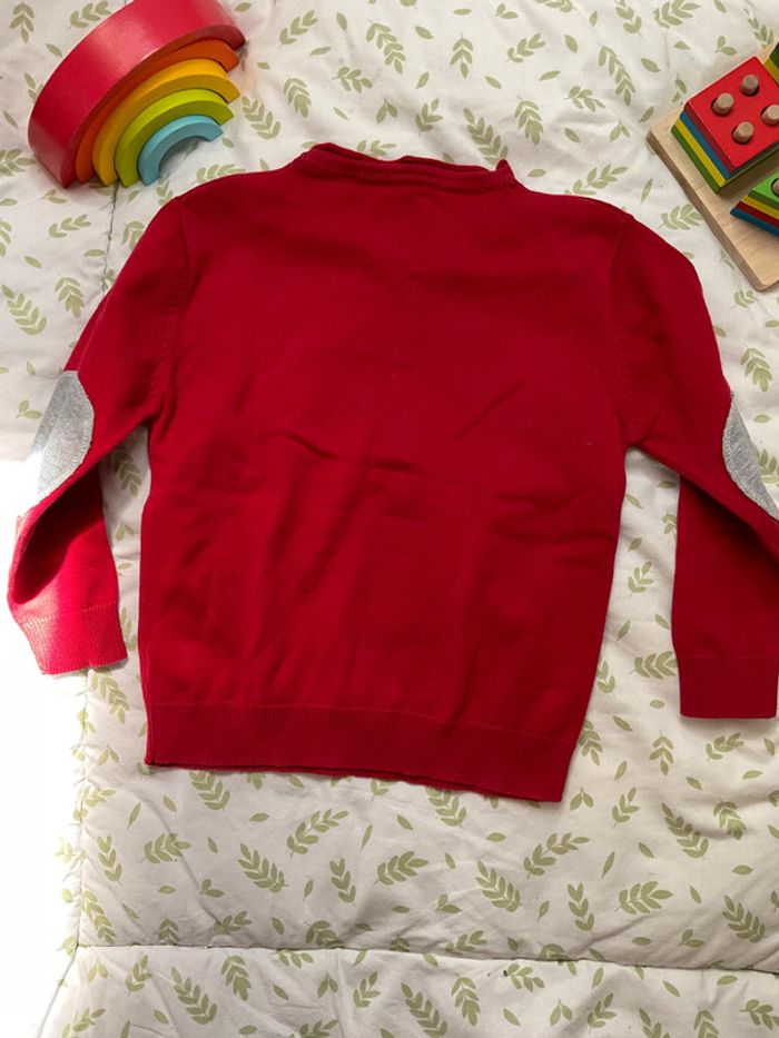 pull léger col V rouge et gris 4 ans pick ouic - photo numéro 7