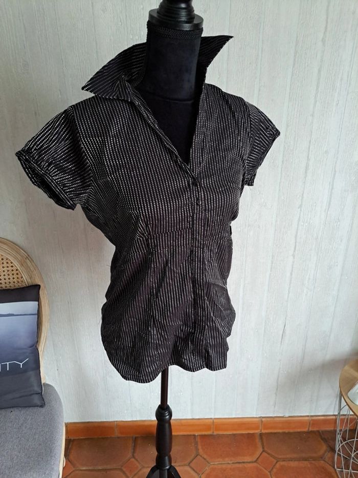 blouse noir argent