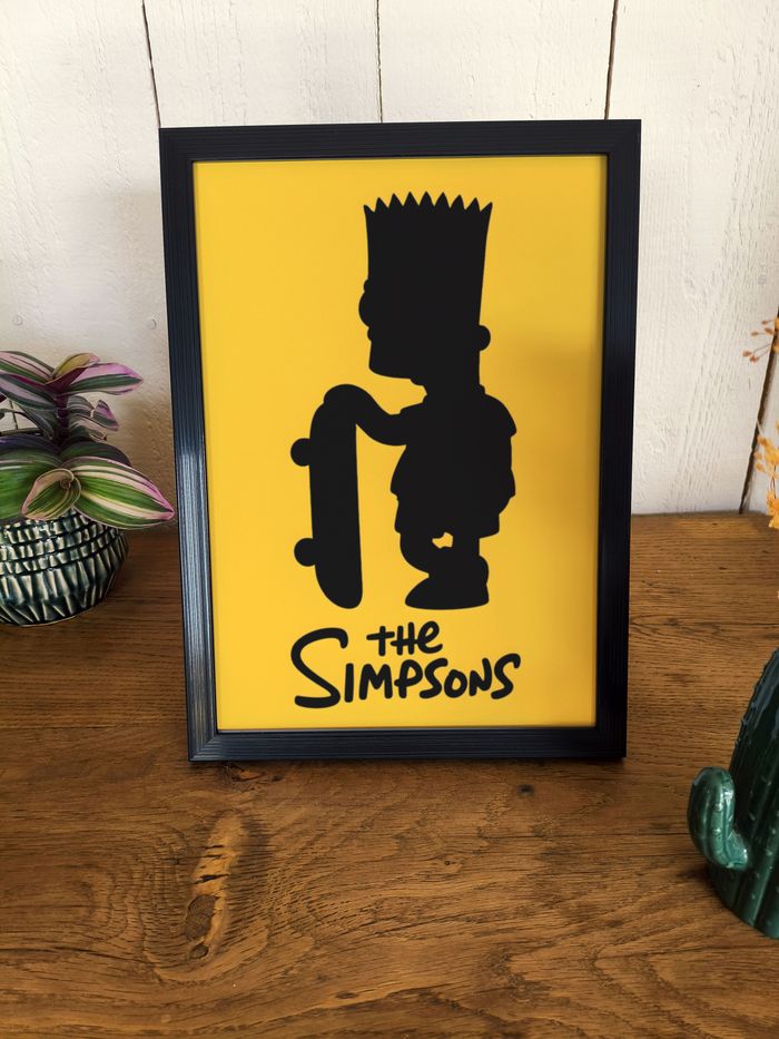 Affiche Poster Bart Simpson A3 (30x42cm / 12x16") – Style minimaliste, pop culture rétro, déco chamb