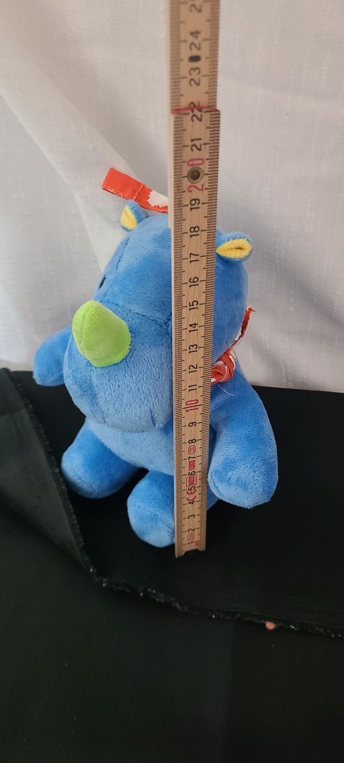 Doudou musical rhinocéros bleu vert jaune LUPILU - photo numéro 4