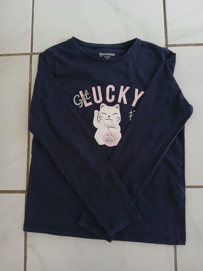 Pull fin en coton fille taille 10 ans marque inextenso  couleur marine,blanc,rose - photo numéro 6