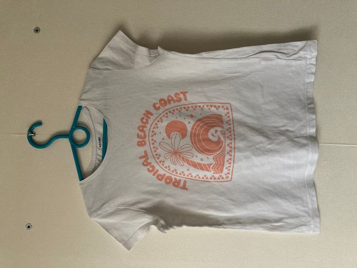 Tee-shirt blanc imprimé plage