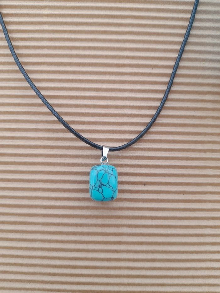 Collier agate naturelle bleue - photo numéro 3