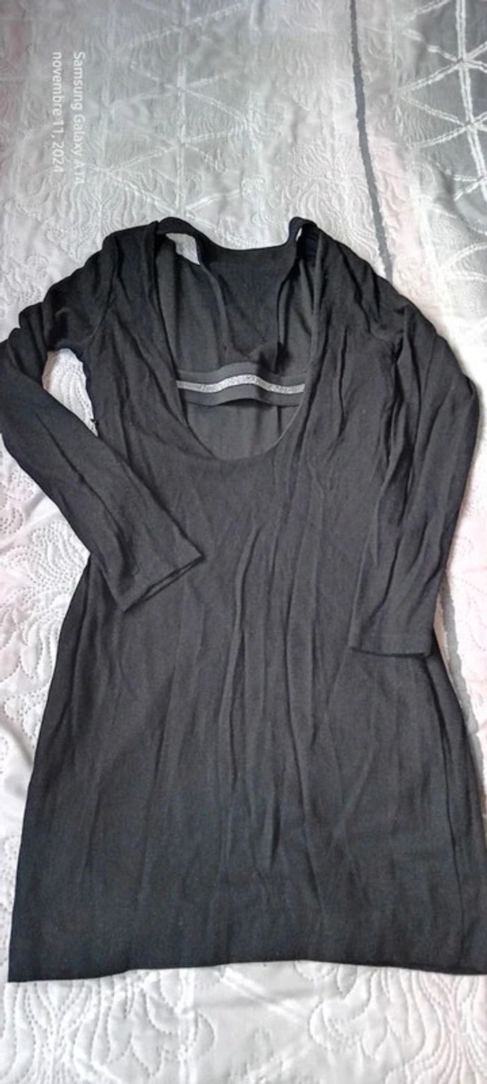 Robe chic noire dos ouvert bande élastique femme S Trafaluc Zara - photo numéro 4