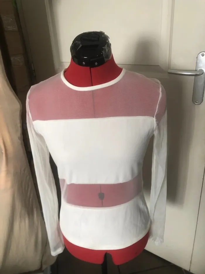 Haut blanc nombril transparent T36 femme neuf 👚 - photo numéro 2