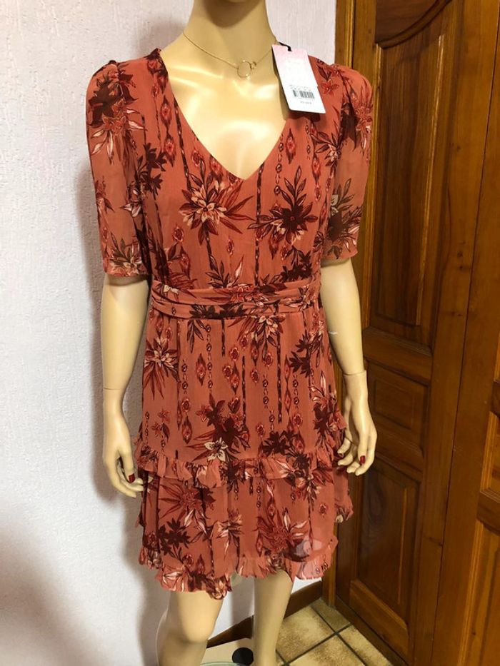 Robe terracotta à fleurs naf naf - n e u v e - photo numéro 2