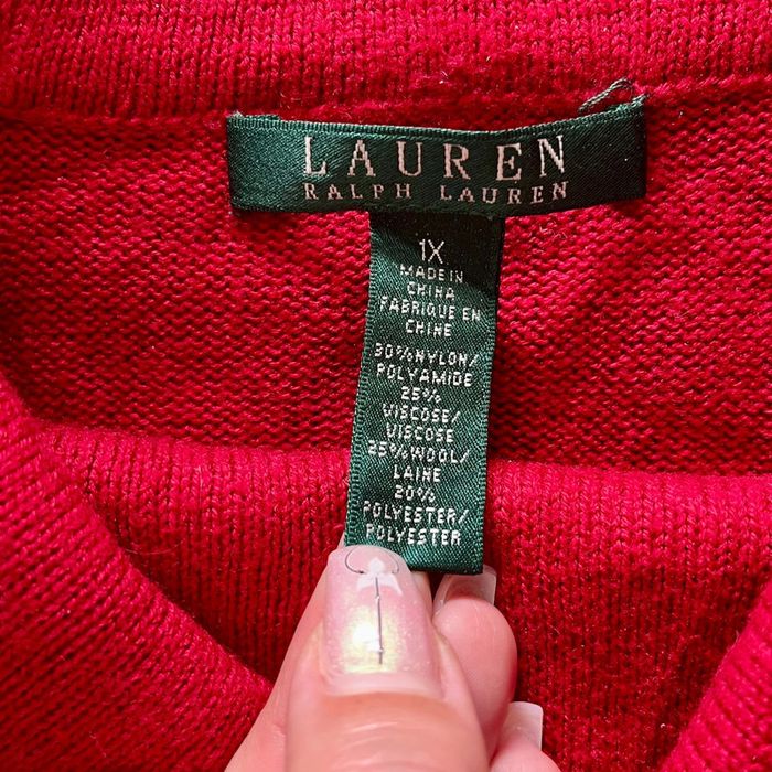 Pull rouge et noir grand col Lauren Ralph Lauren pour femme, taille 1X (XL) - photo numéro 3