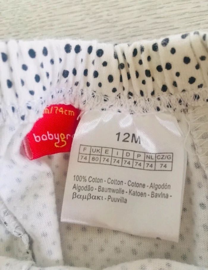 Sarouel pantalon bébé fille 12 mois pantalon dalmatien cruella Babygro NEUF - photo numéro 3