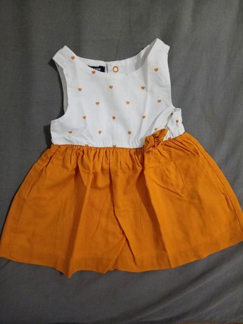 Robe blanche / moutarde _ 3 mois 