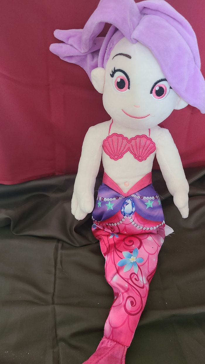Grande peluche poupée sirène mauve violet rose GMBH - photo numéro 5