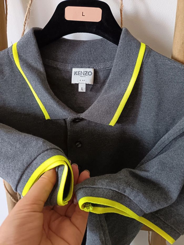 Polo gris et jaune fluo Kenzo - photo numéro 2