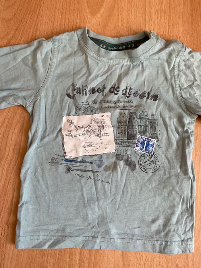 Joli T-shirt gris-bleu ML Sergent Major T. 2 ans/86 cm garçon - photo numéro 3