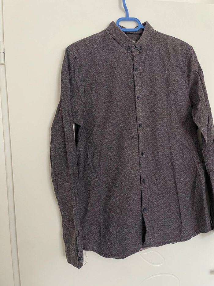 Chemise à manches longues noir à pois multicolore coupe slim Kaporal taille M - photo numéro 2