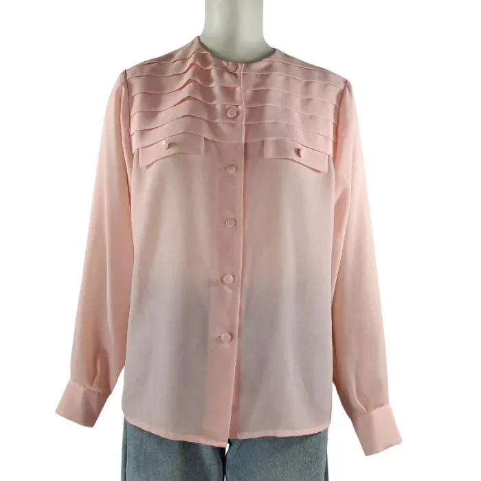 Blouse rose poudré plissée - Printemps -Made in France Blouse Vintage plis religieux Taille 40 A1094