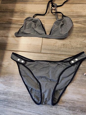 Maillot de bain deux pièces noir à carreaux blanc Eres Taille 40