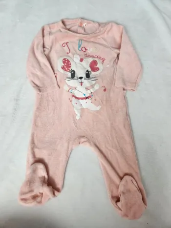 Mignon pyjama velours automne hiver couleur abricot bébé fille 9 mois