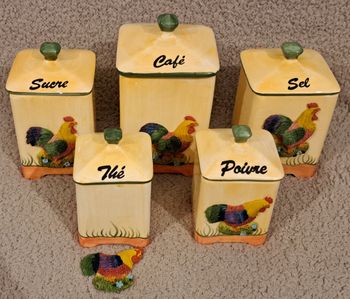 🍽 Ensemble de 5 pots colorés en céramique EDW - Sucre, café, sel, thé, poivre