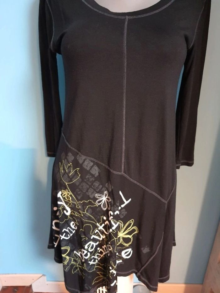 Tunique robe pull noir à motif - photo numéro 6
