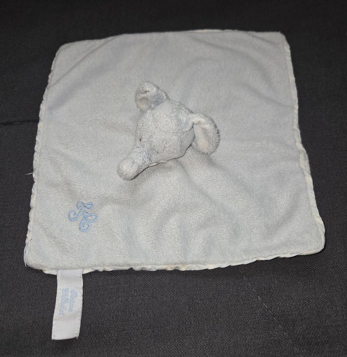 Doudou Elephant carré plat bleu - Tartine et chocolat