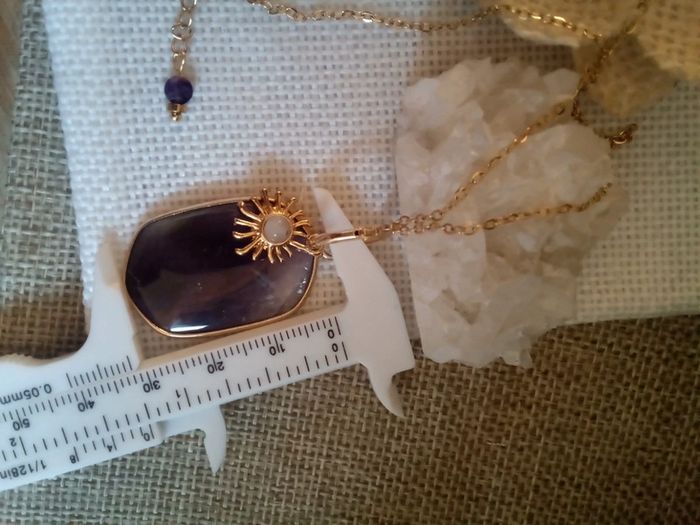 Collier pierre d'améthyste 💜 et soleil sélénite - photo numéro 3