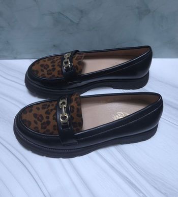 Mocassins Fille Léopard & Noir - Chic Boucle Dorée - Neufs Taille 35