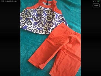 ensemble ELLE 2 ans tunique et pantacourt  hauteur 32 cm  100% coton  neuf