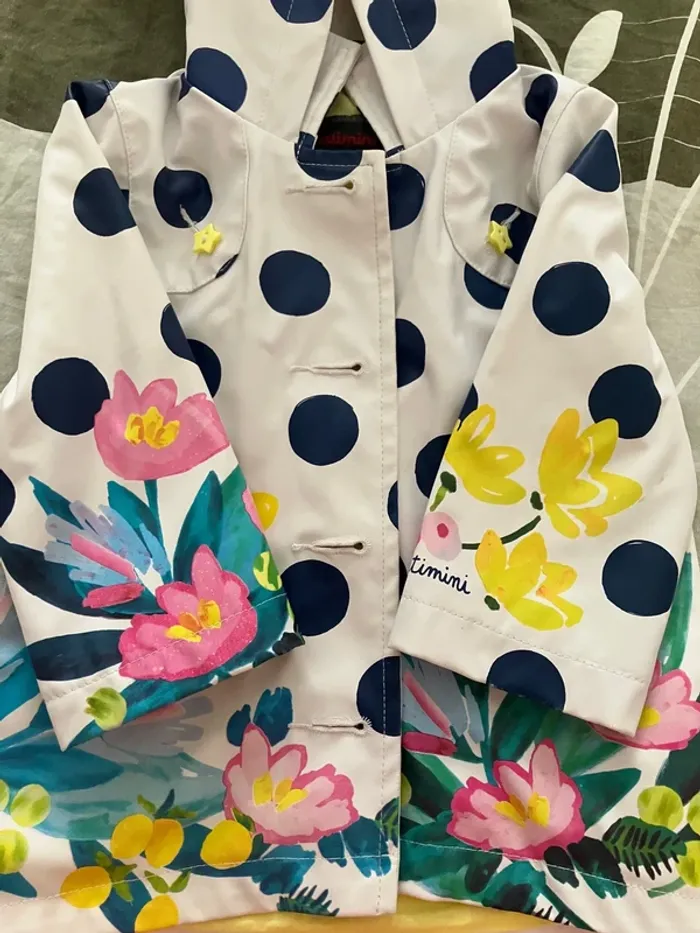 Joli ciré blanc et jaune à fleurs 12 mois fille Catimini - photo numéro 4