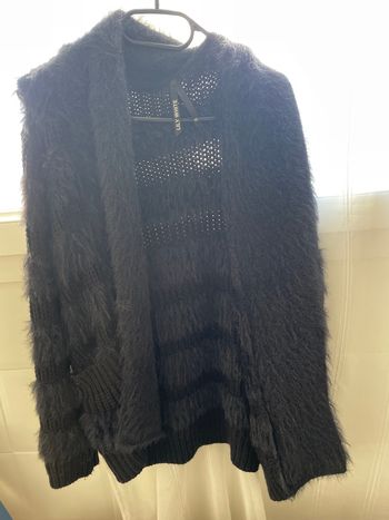 Gilet noir long à fourrure taille M L très bon état