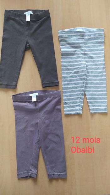 Lot de 3 leggings 12 mois obaibi