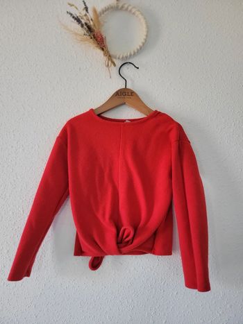 Pull rouge nœud fille 6 ans