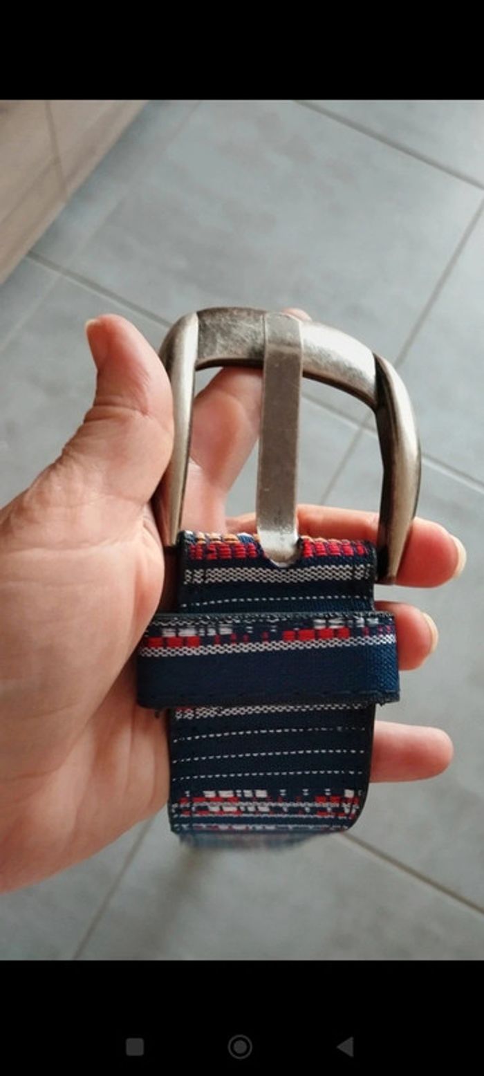 Ceinture bleu avec motifs colorés 95 cm - photo numéro 8