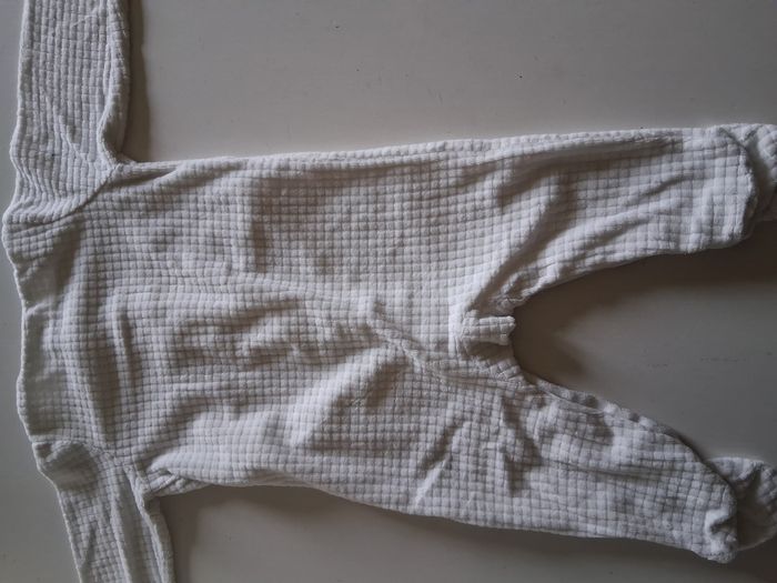 Pyjama "velours" blanc mixte avec ouverture par l'avant Tic & Tac - photo numéro 4