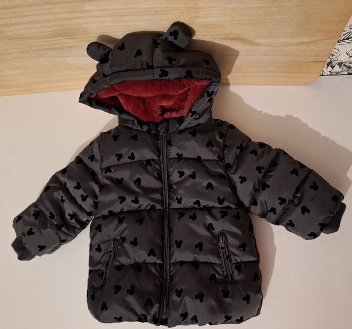 Doudoune intérieur polaire grise imprimée têtes de Mickey