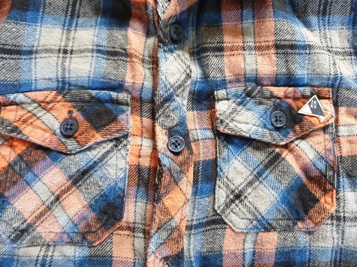 chemise à carreaux bleu/orange IKKS 6 ans - photo numéro 3
