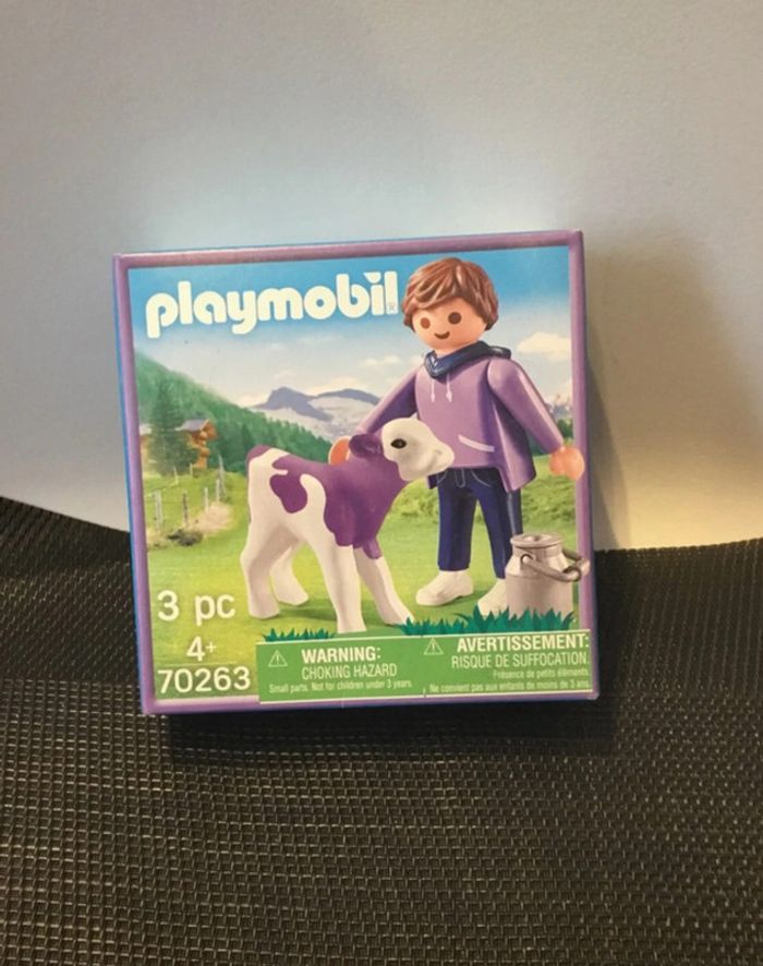 Playmobil 70263 figurines vache veau Milka et enfant ado neuf