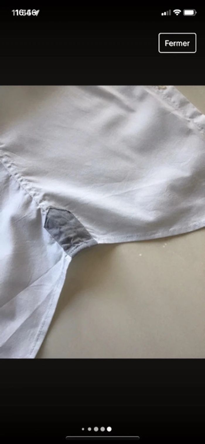 Chemise cintrée blanche détail gris - photo numéro 4