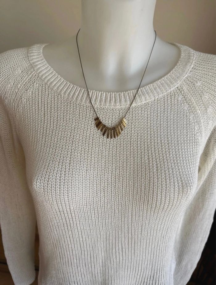 Pull blanc maille ajourée dos ouvert - photo numéro 2