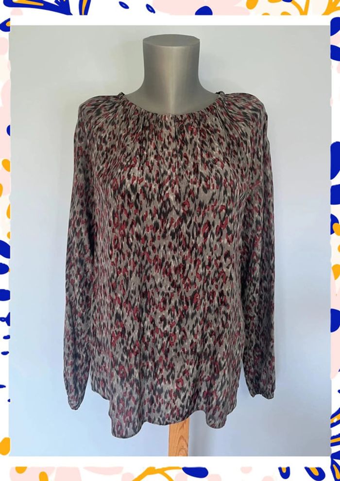 Blouse en soie imprimée Comptoir des Cotonniers – Taille 42 – Tons bordeaux & détails chic