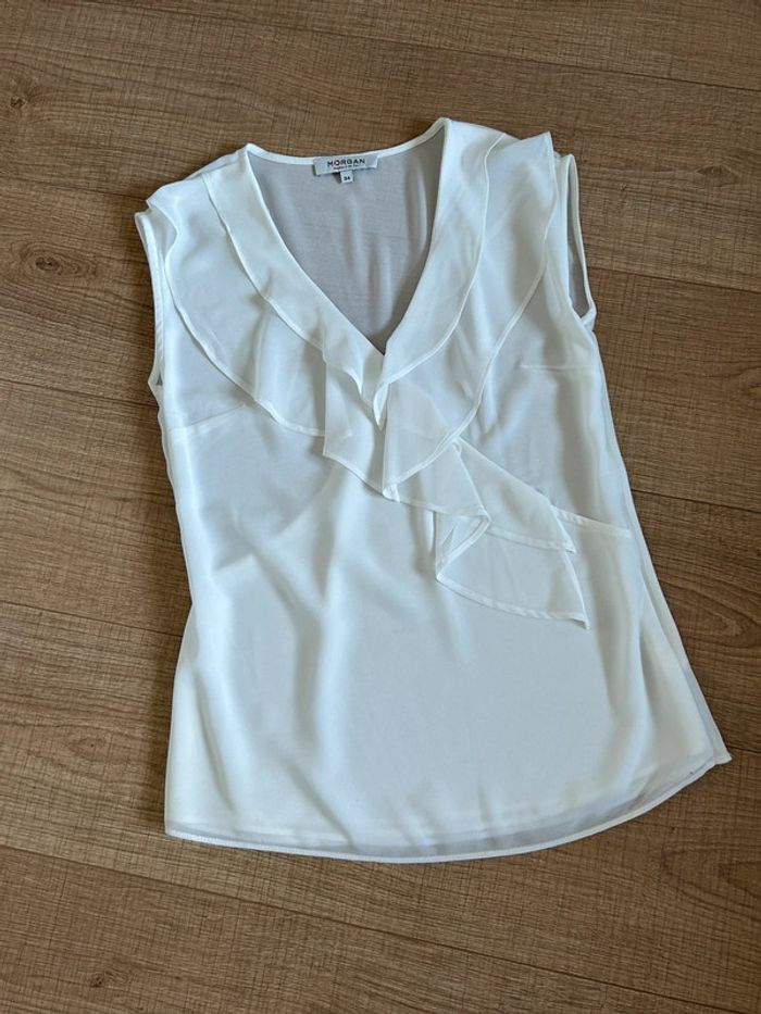 Blouse blanche sans manches Morgan taille 34 jamais portée - photo numéro 11