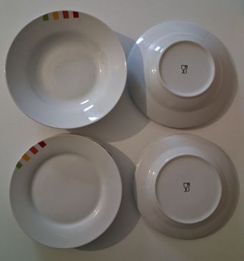 Lot de 5 assiettes creuses et 5 assiettes à dessert blanches