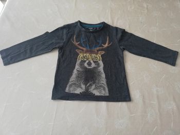 Tee shirt gris manches longues Kiabi 4 ans