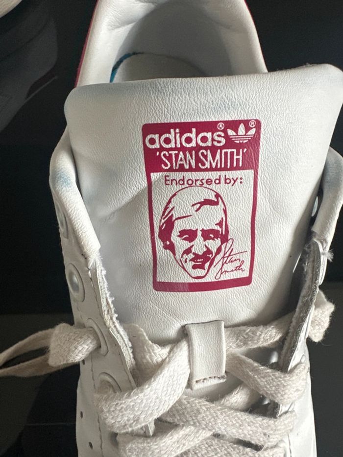 Adidas Stan Smith – Taille 38 – Coloris blanc & rose fuchsia - photo numéro 3